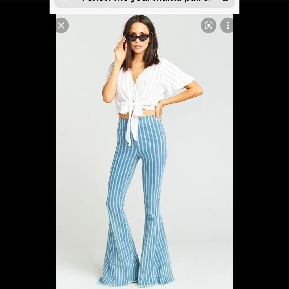 Show Me Your MuMu Berkeley Bells flare striped jeans size XS